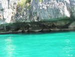 Crystal clear water near the cliff edge